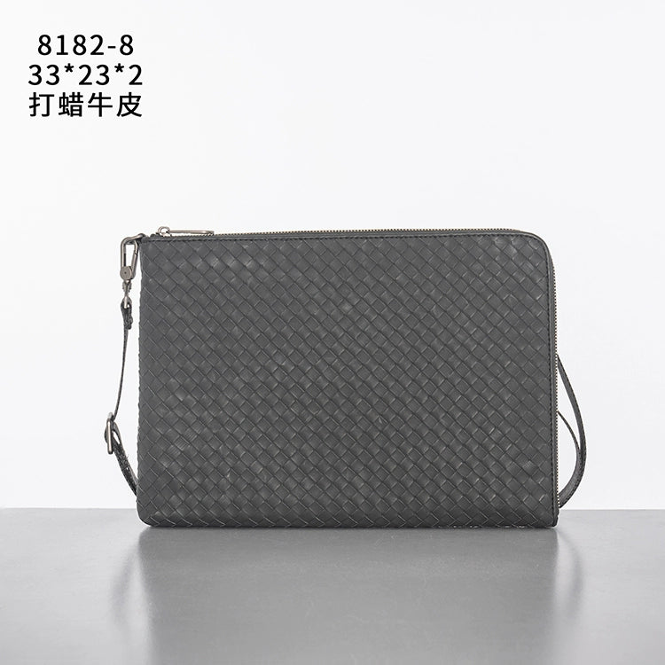 X&BV新款编织手包男真皮大容量商务休闲编织手拿包潮牌夹包手抓包