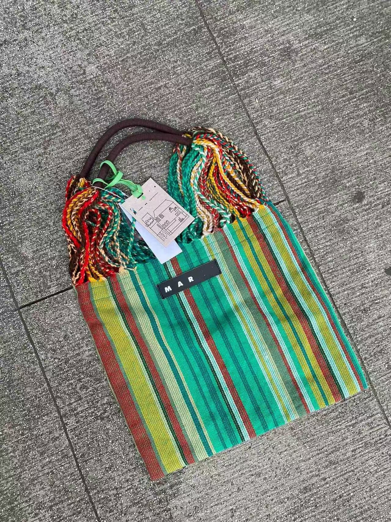 玛尼帆布吊床包针织条纹编织包大容量购物袋休闲单肩手提托特女包