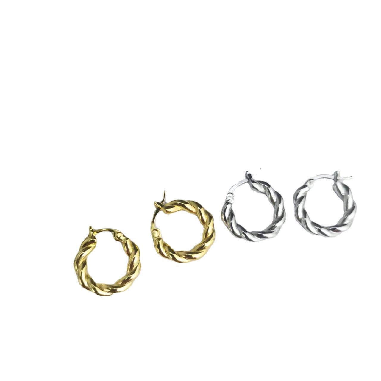 BV家21新款几何形麻花扭绳耳圈女高级感简约光面INS风O形耳环