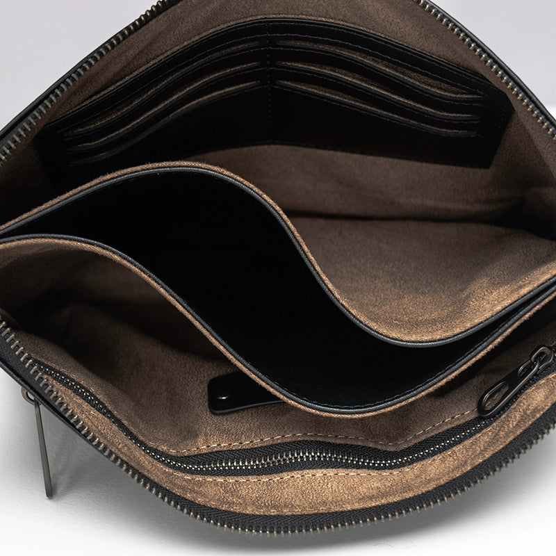 X&BV男士包包手拿包真皮休闲编织新款手包男大容量信封包时尚潮流