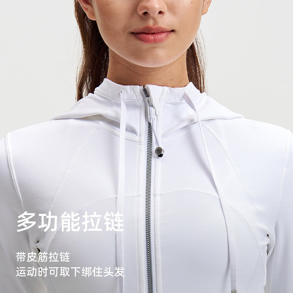 瑜伽服外套女修身拉链上衣速干户外健身服长袖lulu连帽运动夹克