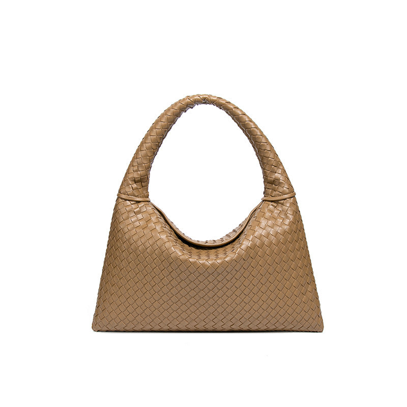 跨境新款手工编织女包高级感单肩腋下女包软皮百搭休闲手提托包包