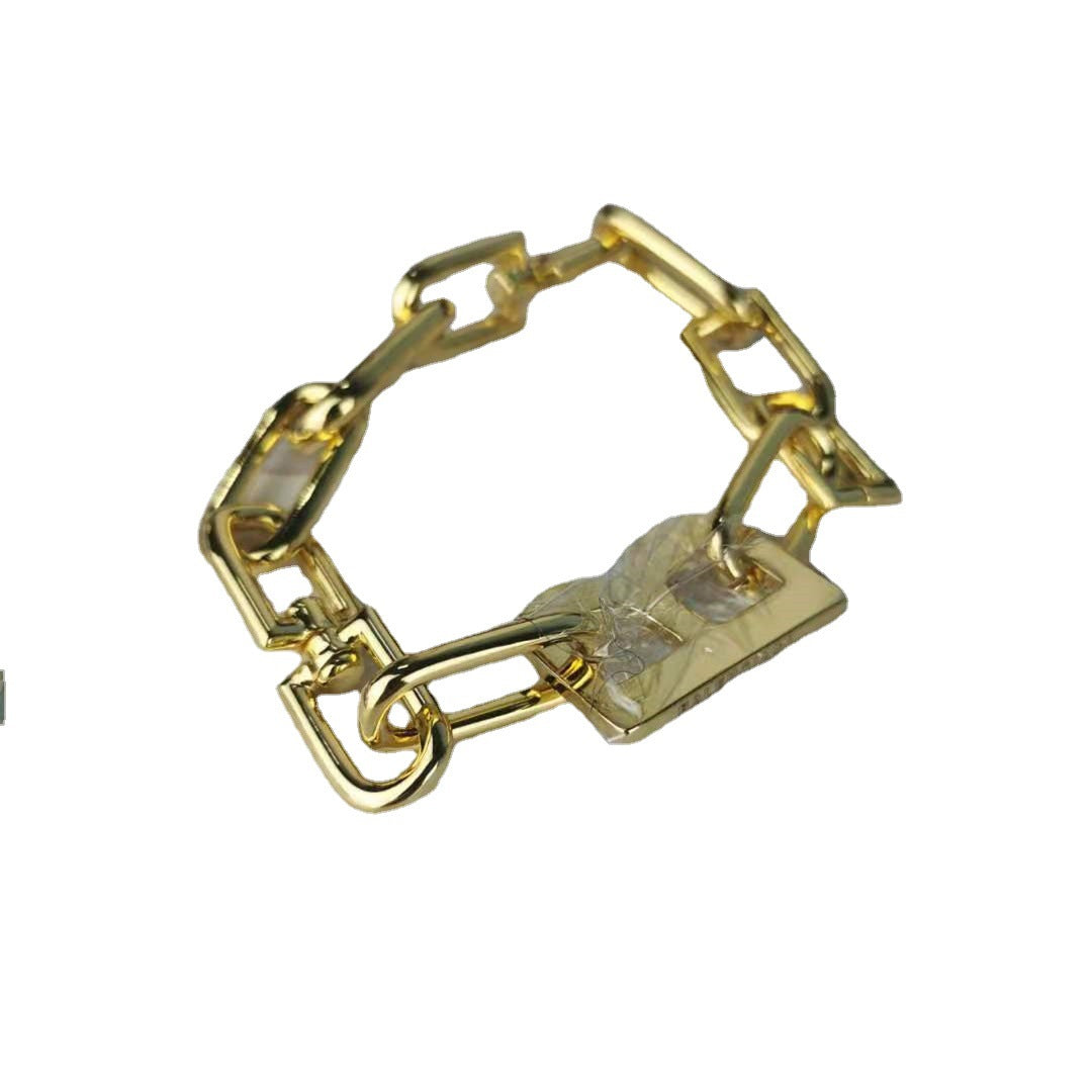 巴黎家字母B光面粗手链欧美时尚嘻哈高级感冷淡风链条情侣手链