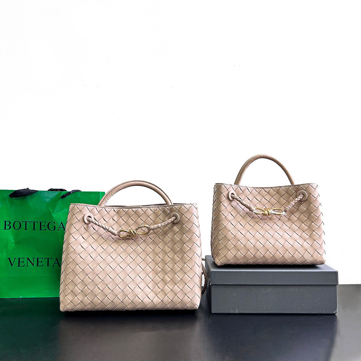 物著小众设计春季新款金属绳扣编织托特包单肩手提大容量复古女包