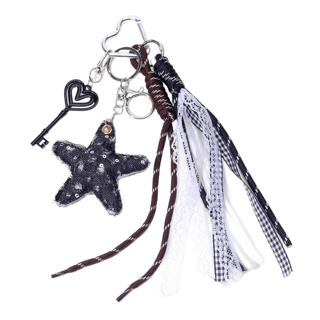 量大价优跨境直供五角星PU皮革包挂牛仔布挂件包包挂吊饰钥匙扣