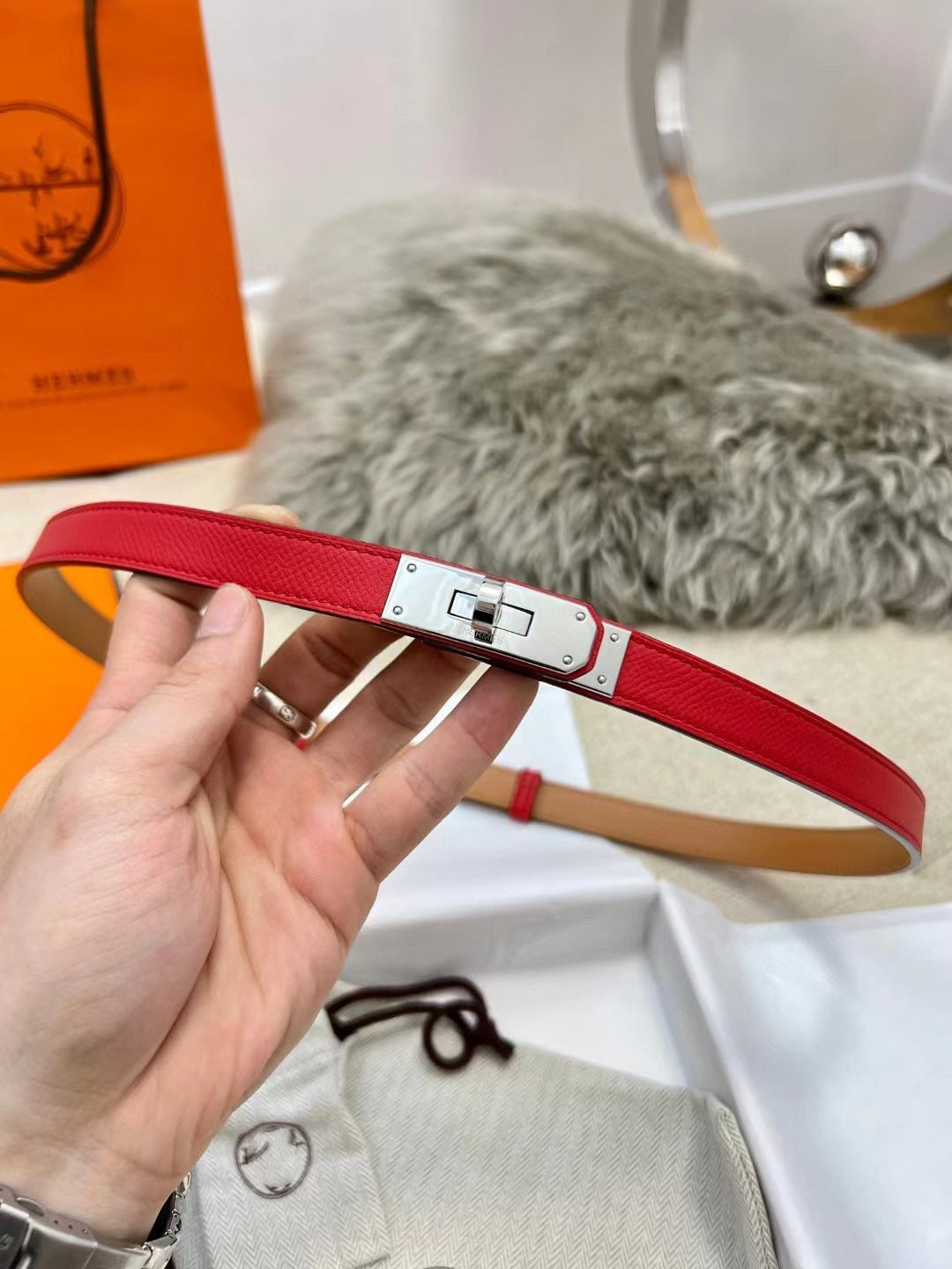 手工缝线Kelly真皮细腰带锁扣可调节时尚百搭配西装连衣裙装饰
