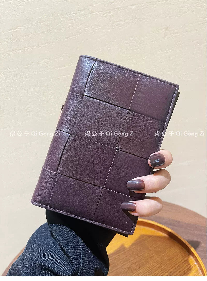 羊皮编织护照包女士简约机票护照收纳本保护套多功能证件卡零钱包