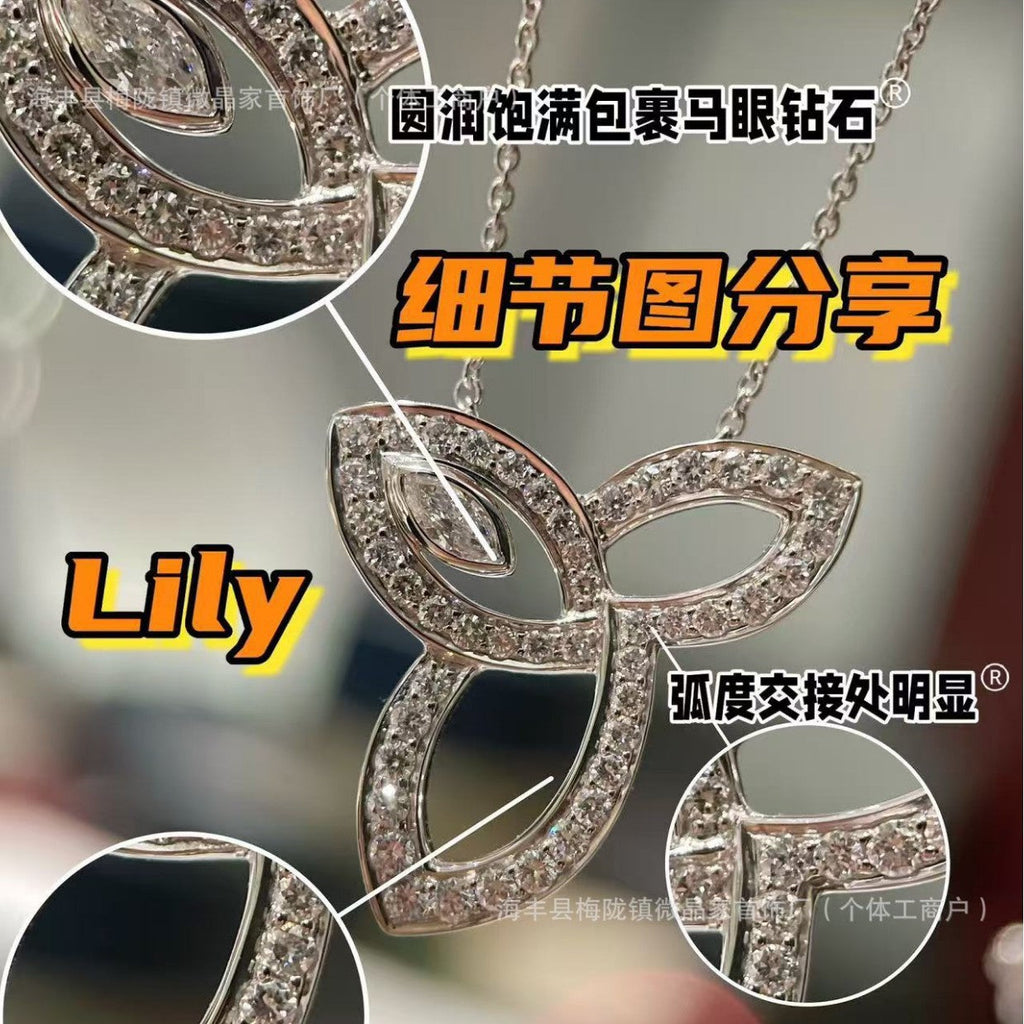 H.W海瑞家Lily三叶草项链女满钻S925银高版本轻奢锁骨链厂家直销