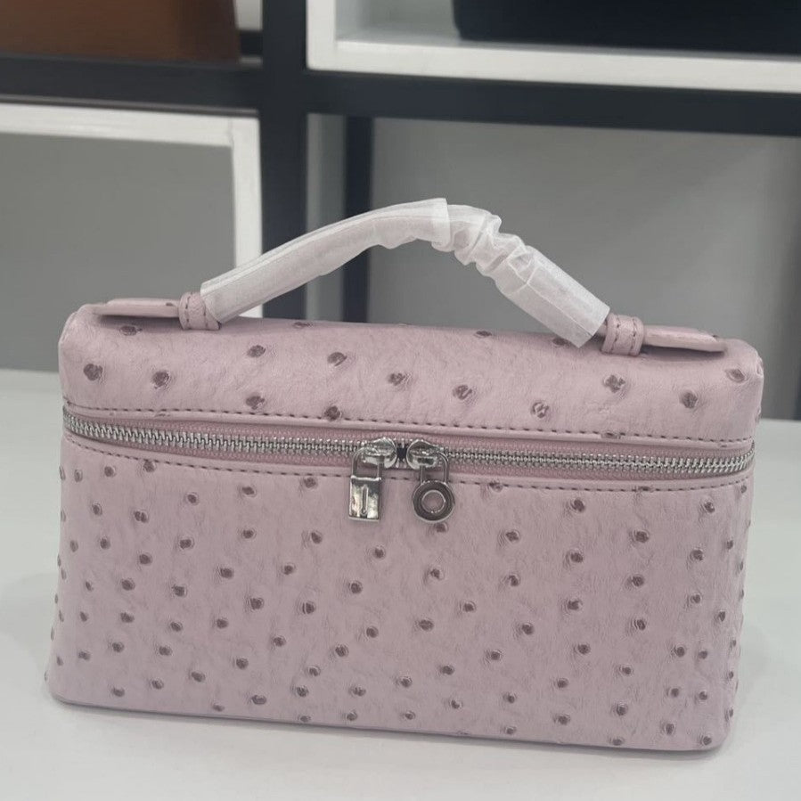 LP19饭盒包真皮鸵鸟纹GIGI同款化妆包手提包斜跨单肩女包时尚简约