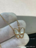 高版本梵家白贝蝴蝶项链满钻马眼蝴蝶项链女镀18k玫瑰金厂家直销