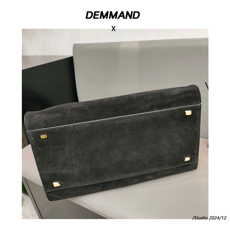 2024新款董洁同款磨砂麂皮托特包大容量通勤大包简约时尚手提女包