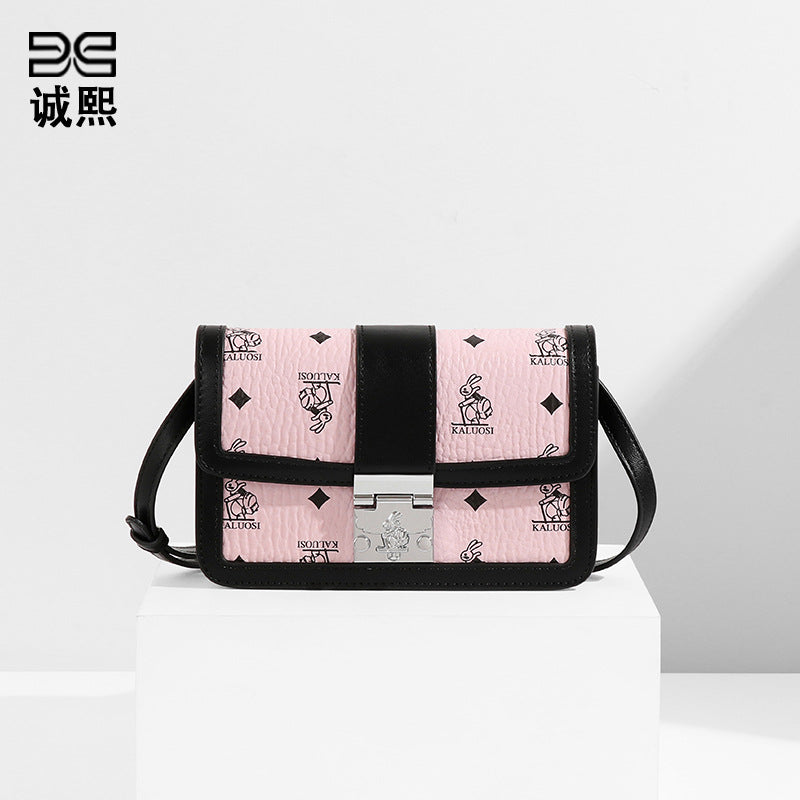 时尚休闲百搭大容量简约小方包上班通勤高级感兔兔单肩斜挎女士包