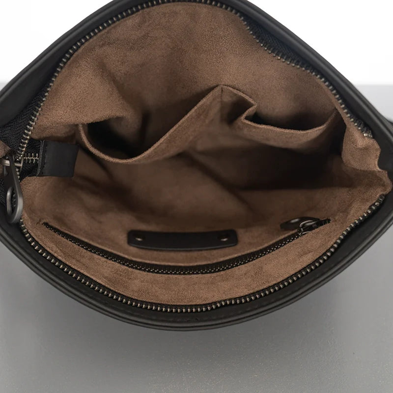 X&BV真皮男士包包单肩包男斜挎包休闲商务编织潮男竖款时尚小背包