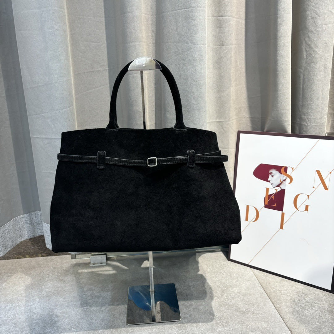 2024秋冬新款时尚百搭复古磨砂皮面托特大容量高级感手提单肩包包