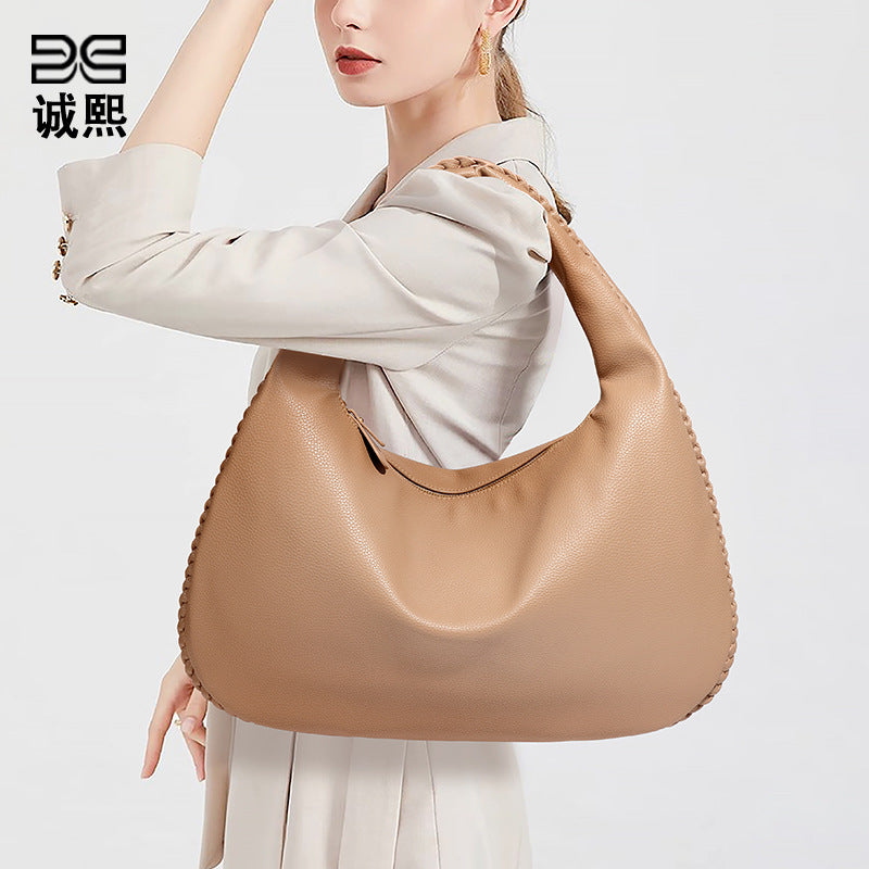 外贸跨境秋冬新款大容量月牙包时尚手提饺子包高级感女单肩腋下包