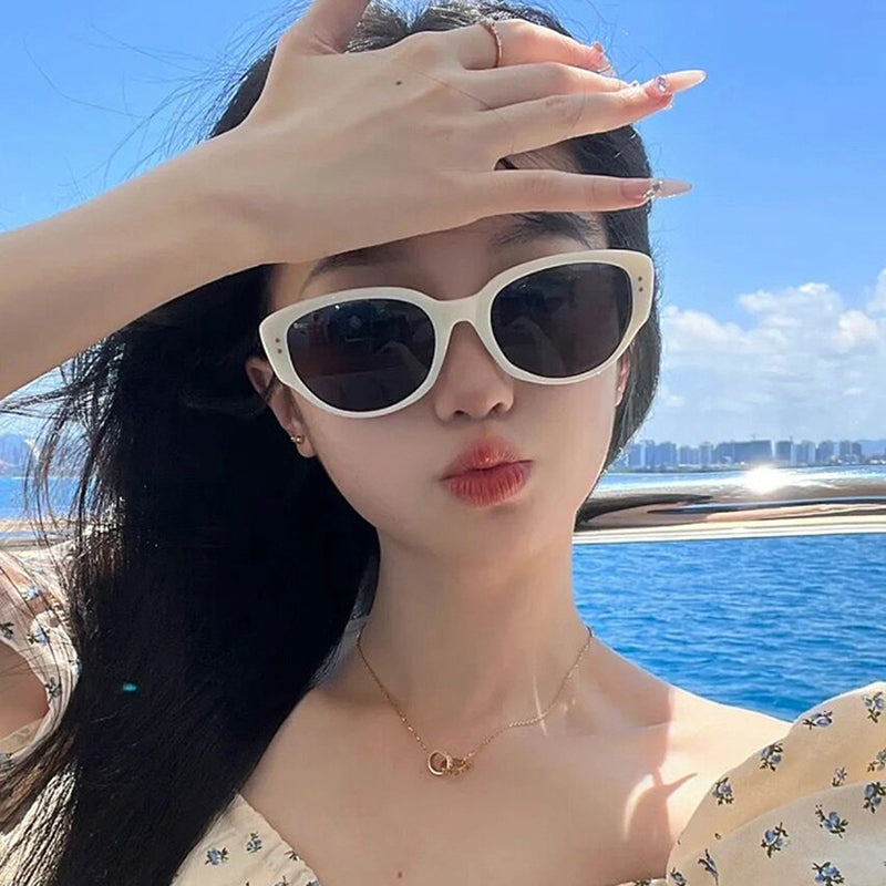 韩系猫眼太阳镜女网红墨镜欧美辣妹拍照显白高级感防紫外线墨镜男
