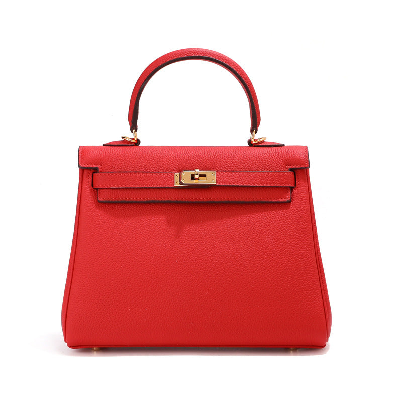 togo头层牛皮凯丽包高级感轻奢真皮女包通勤单肩斜挎包凯莉手提包