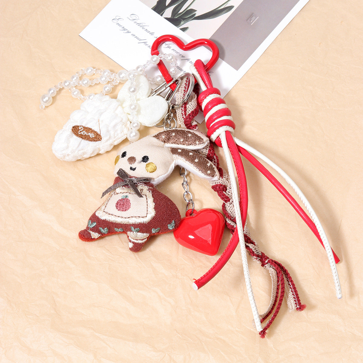 新款布艺立体小兔子充棉玩偶钥匙扣包包挂件森系包包挂饰萝卜桃心