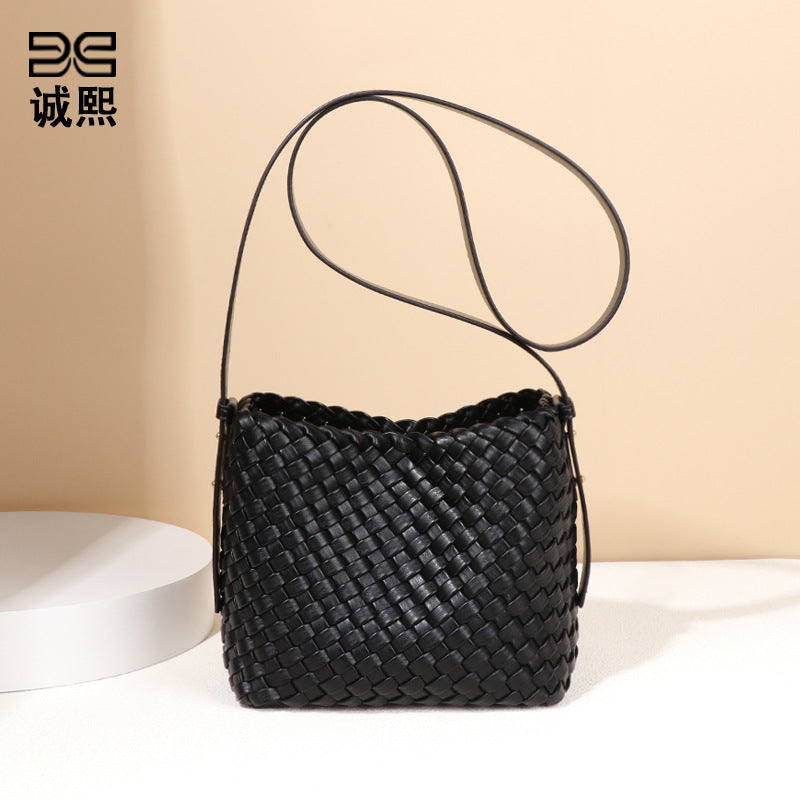 高级感百搭编织水桶包大容量两件套菜篮子母包手提包单肩腋下女包