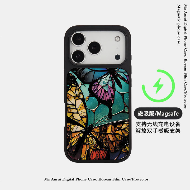外贸跨境个性蝴蝶适用苹果16pro晶瓷手机壳iPhone17亚克力PC防摔