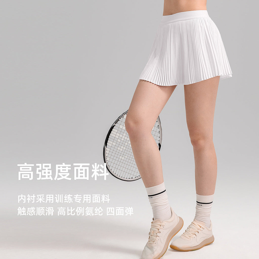 风琴褶运动短裙女速干透气瑜伽服健身裙假两件防走光百褶网球裙