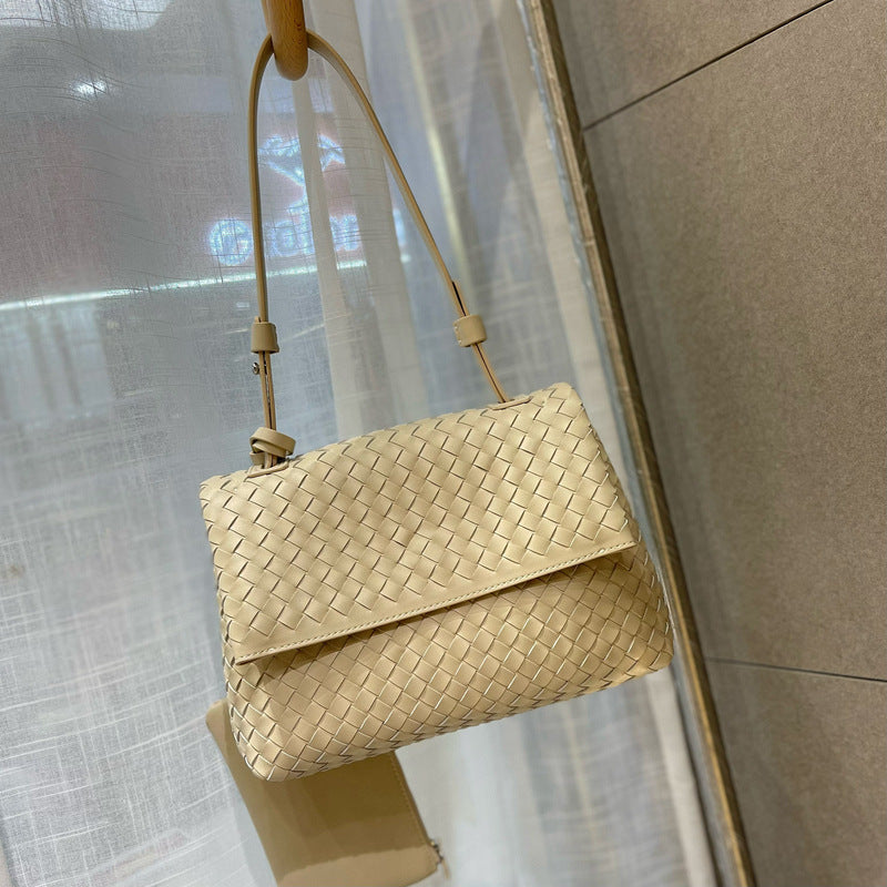 高级气质手工编织全真牛皮女包大容量单肩腋下包包外贸亚马逊批发