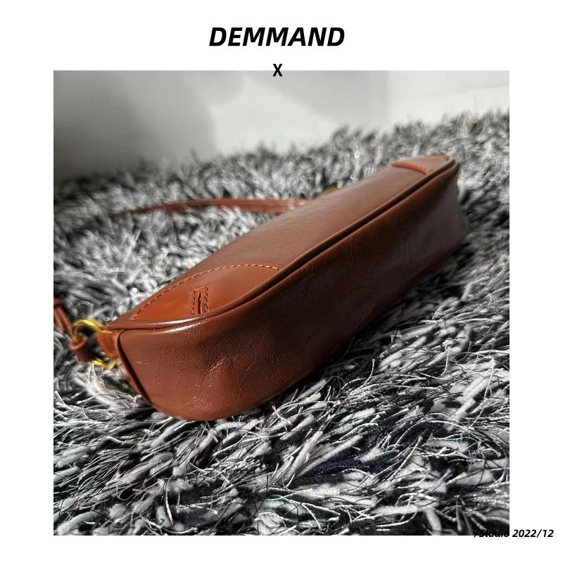 早春牛皮女包2024新款时尚潮流个性百搭单肩斜挎小包包潮真皮女包