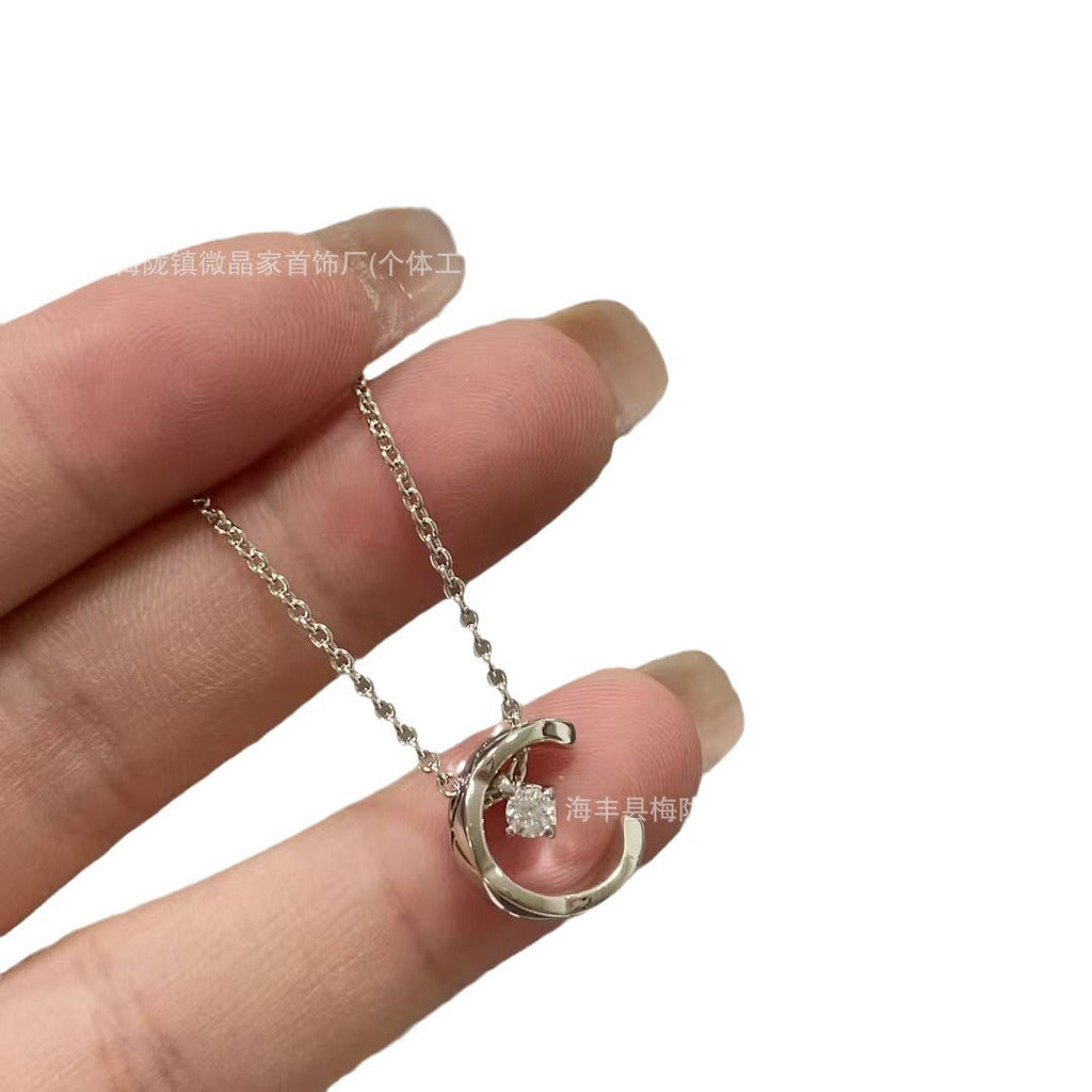 高版本水冰月菱格项链精工CNC版S925银镀18K玫瑰金厂家直销