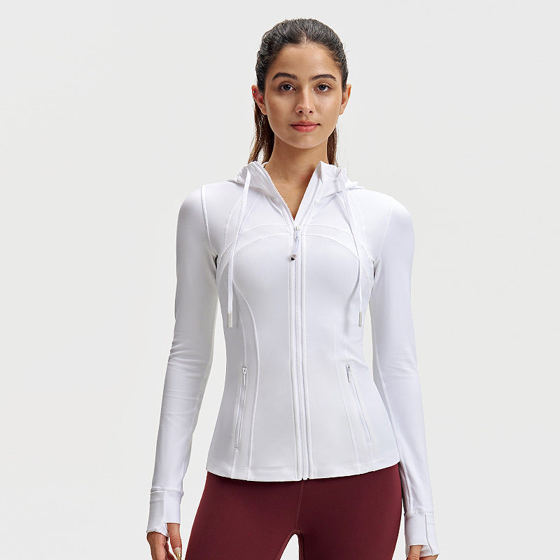 lulu连帽瑜伽服女修身显瘦拉链上衣速干健身服长袖户外运动外套