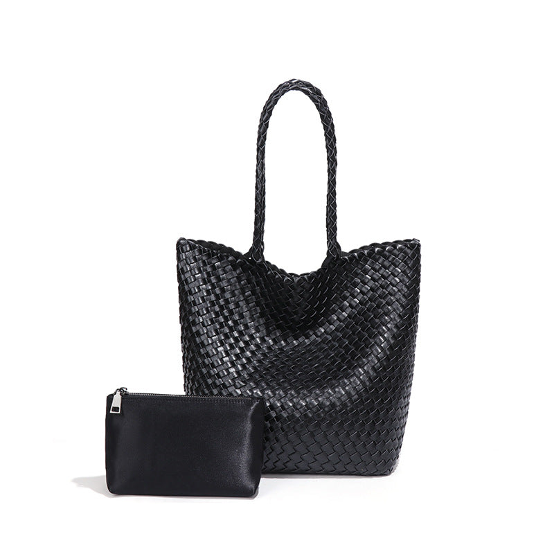 韩版潮流大容量单肩腋下包手工编织女包大容量休闲子母手提托特包