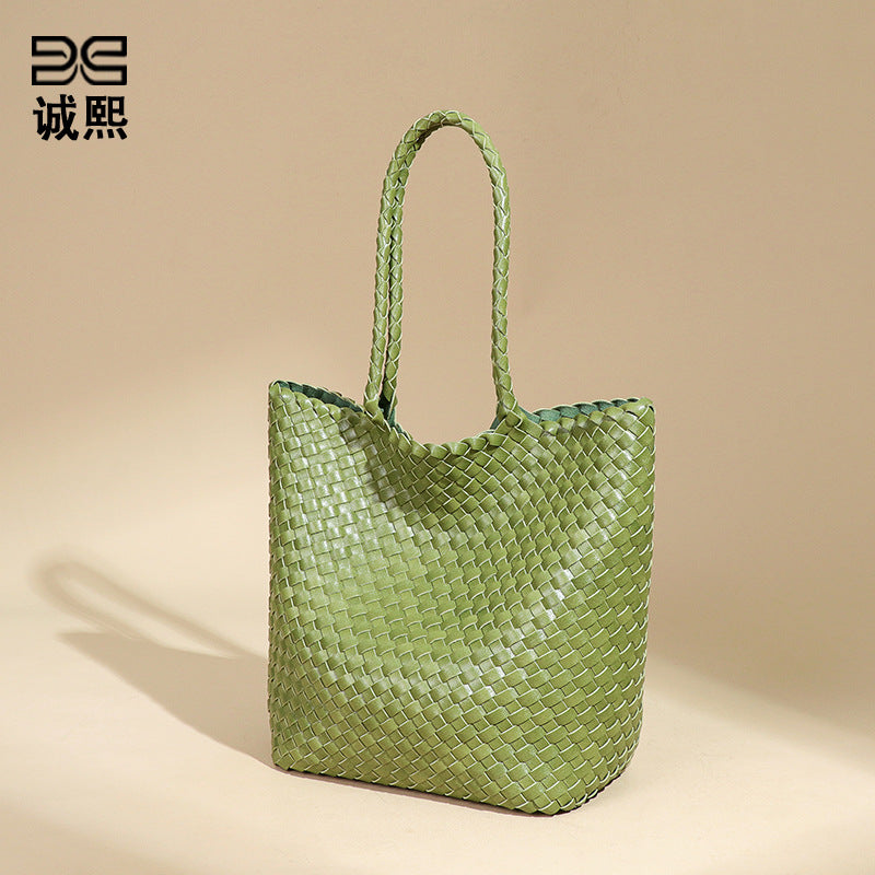 韩版潮流大容量单肩腋下包手工编织女包大容量休闲子母手提托特包