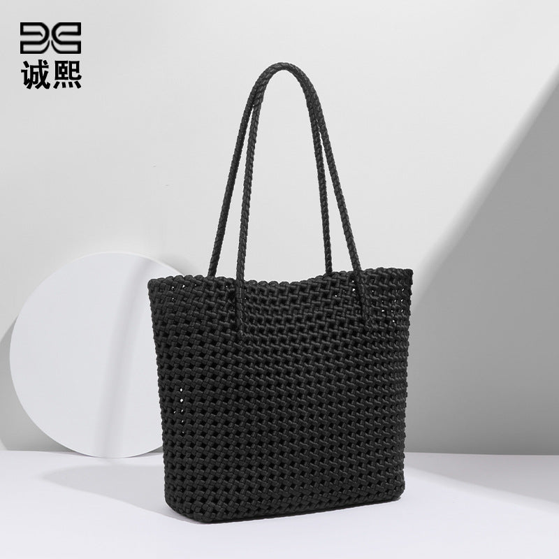 厂家新款镂空手提子母包风车结菜篮编织包原宿风文艺女单肩腋下包