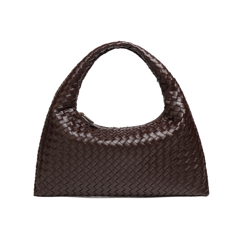 通勤百搭大容量复古手提女包质感休闲单肩腋下包时尚手工编织包包