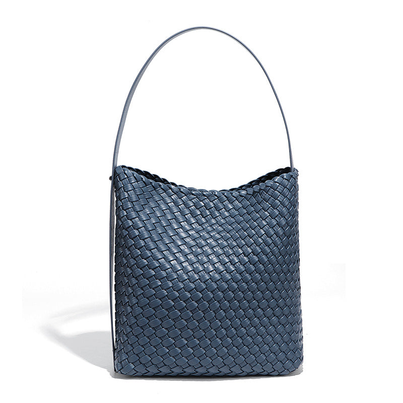 2025秋冬新款大容量水桶包编织女包单肩腋下包韩版潮流子母托特包