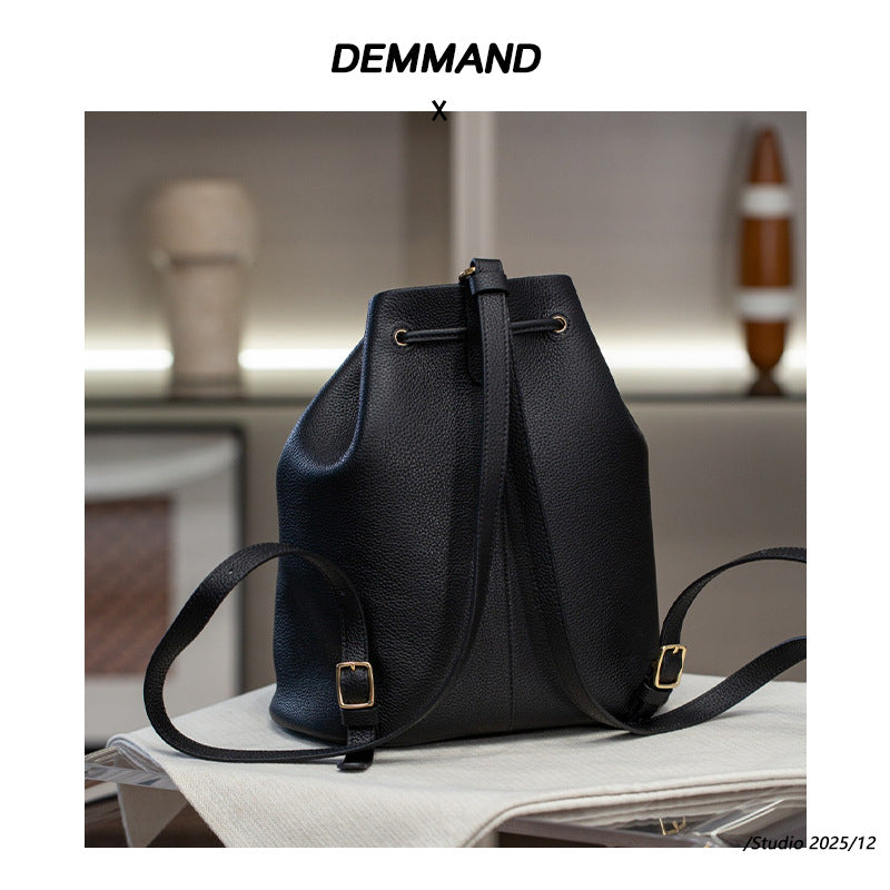 25春夏新款LP锁头抽绳双肩包extra大容量进口头层牛皮撞色单肩包