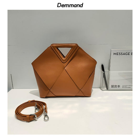 2024新款真皮女包小众轻奢手提编织包时尚高级感大容量单肩斜挎包