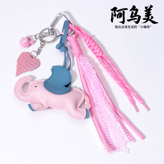 爆款包挂义乌现货diy包包小飞象PU包挂miu系包挂绳子手机链配饰