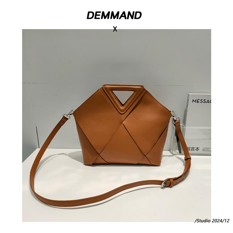 2024新款真皮女包小众轻奢手提编织包时尚高级感大容量单肩斜挎包