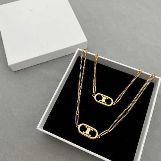 赛家新款耳钉手链项链复古凯旋门简约百搭冷淡风耳饰双层耳环手链