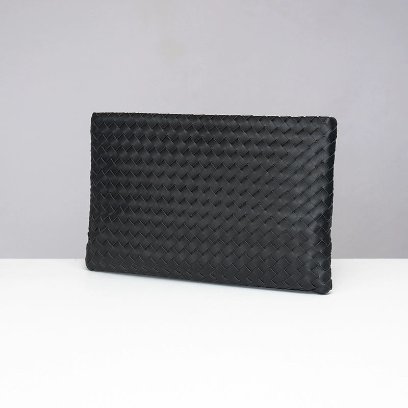 X&BV手包男真皮男士手拿包大容量商务休闲编织手抓包夹包信封包男