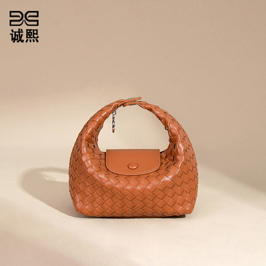 2025新款手工编织饺子包龙襄包手拎单肩女包小众百搭手提斜挎包包