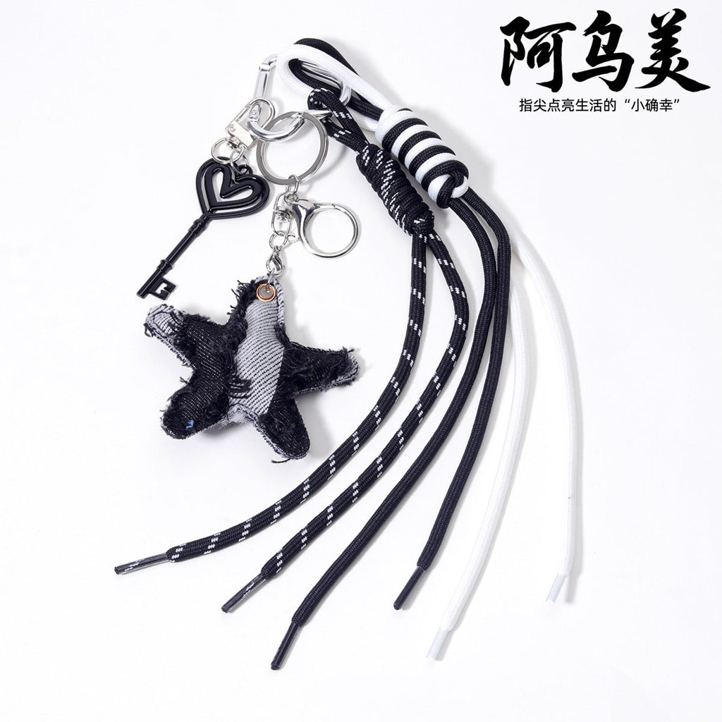 量大价优跨境直供五角星PU皮革包挂牛仔布挂件包包挂吊饰钥匙扣