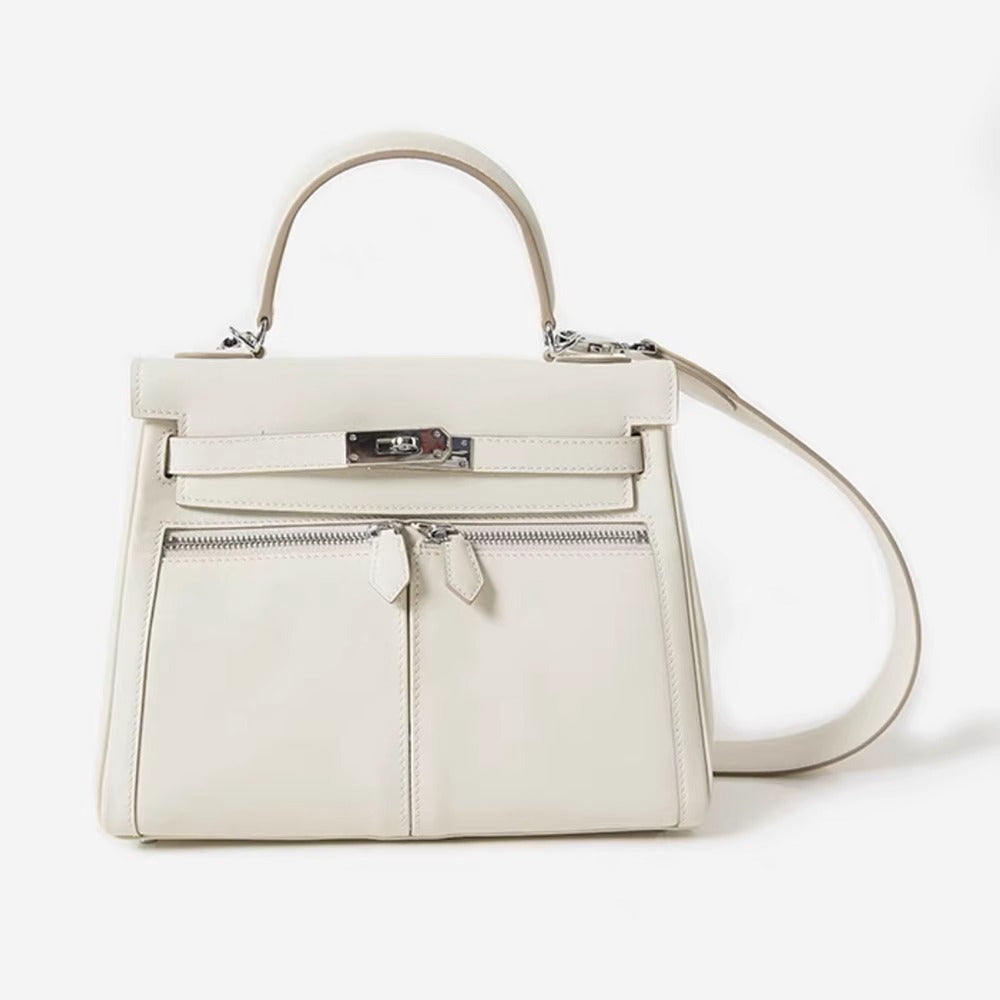 Swift皮 双口袋凯莉 lakis女高级感大容量手提包百搭通勤单肩斜挎