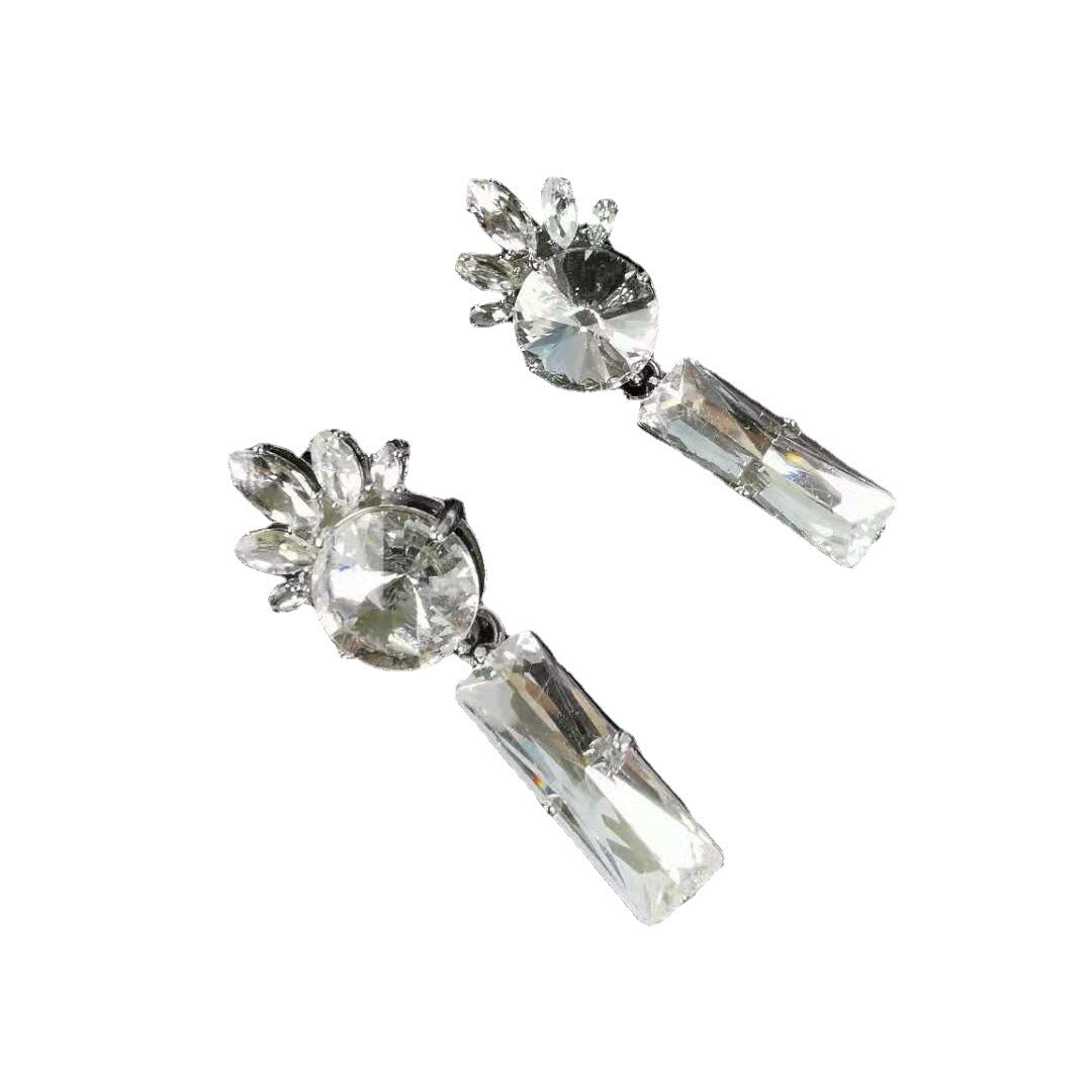 缪家新款仿水晶皇冠耳环女镶钻气质高级大气INS风耳饰水钻耳钉