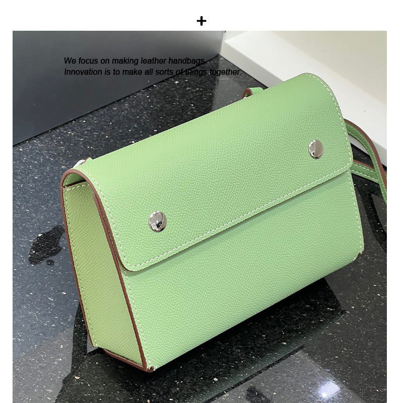 2024新款真皮中古款小腰包女手掌纹小方包简约通勤肩斜挎信封包潮