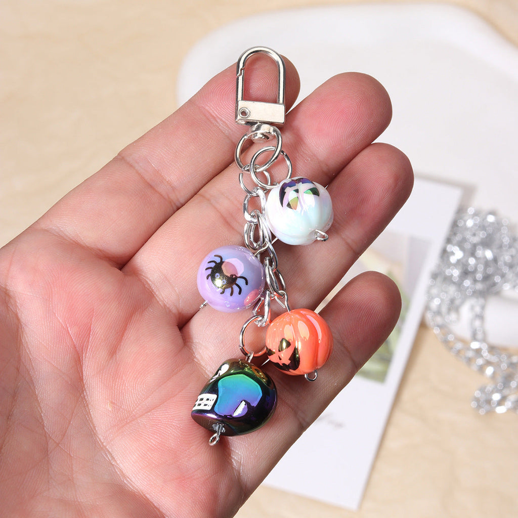 厂家直供合金铃铛链条挂件万圣节骷髅头包挂杯饰礼品挂件可混批