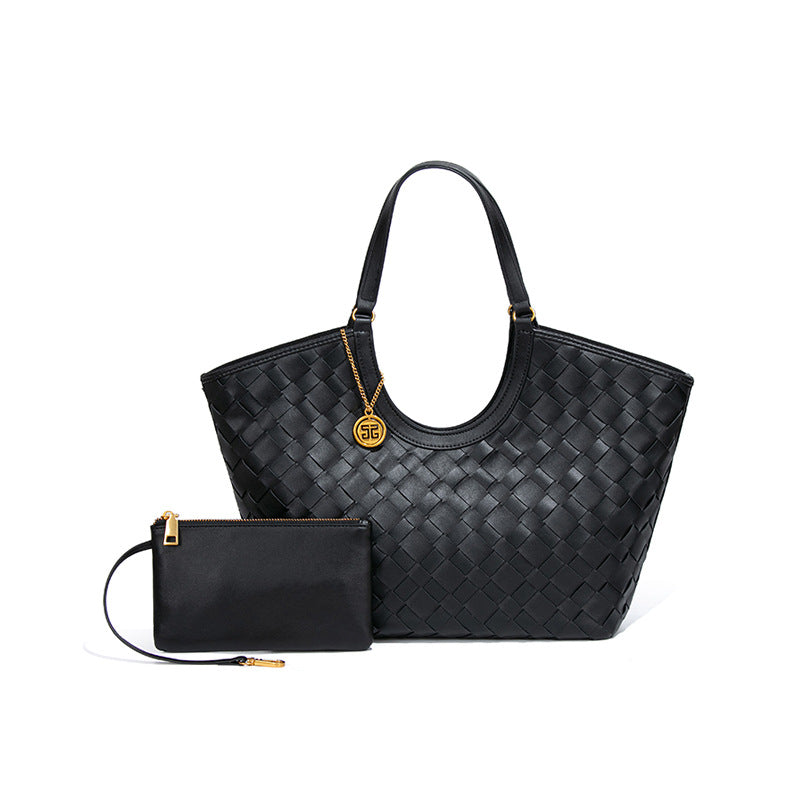 复古潮流单肩腋下包质感女士手工编织包高级感手提菜篮子母托特包