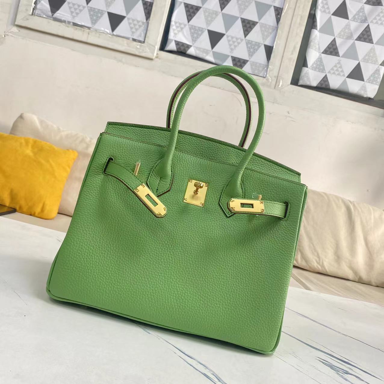 包包女荔枝纹牛皮铂金包头层牛皮凯莉包手提包BK25/30/35togo牛皮