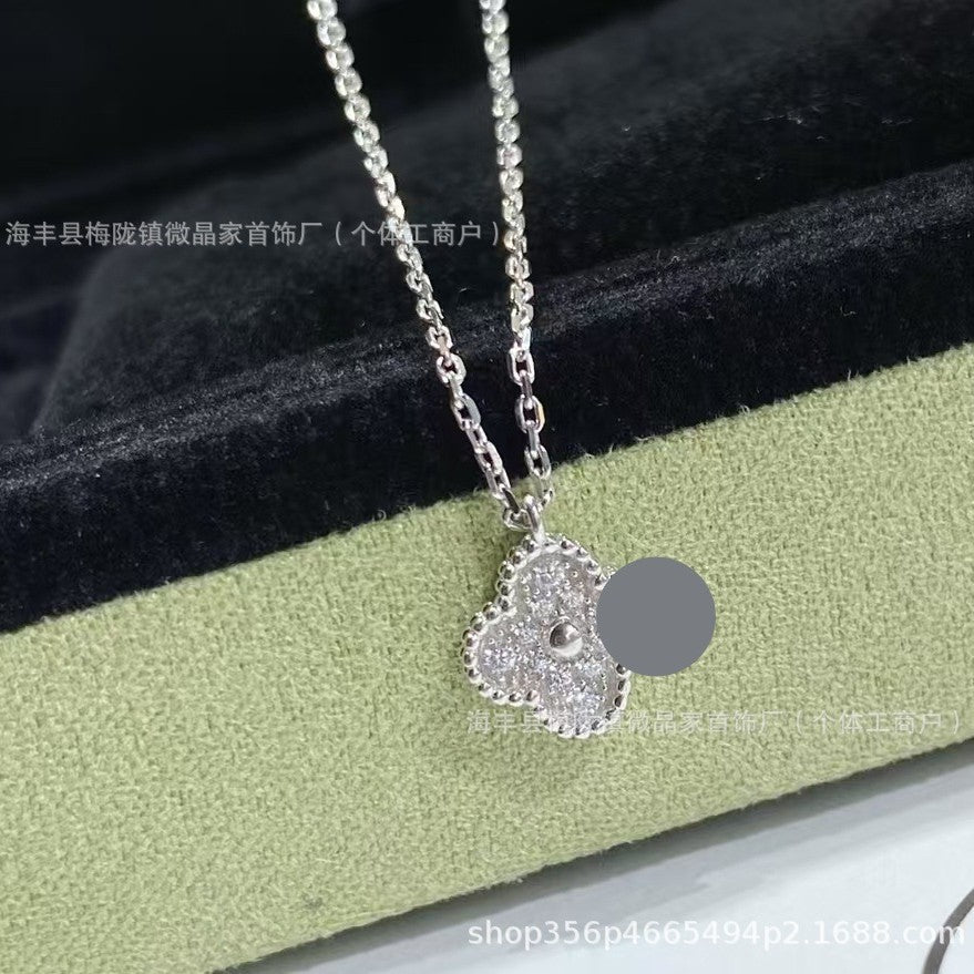 梵家高版桃心红玉髓项链小红心锁骨链时尚小而精致高品质厂家直销