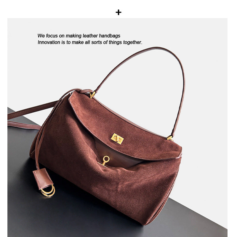 大气时尚锁扣牛皮女包2024新款链条轻便质感洋气真皮软皮斜挎包包